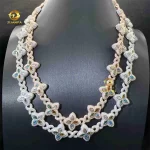 VVS1 Moissanite Diamond Four Flowers Infinity Miami Cuban Link